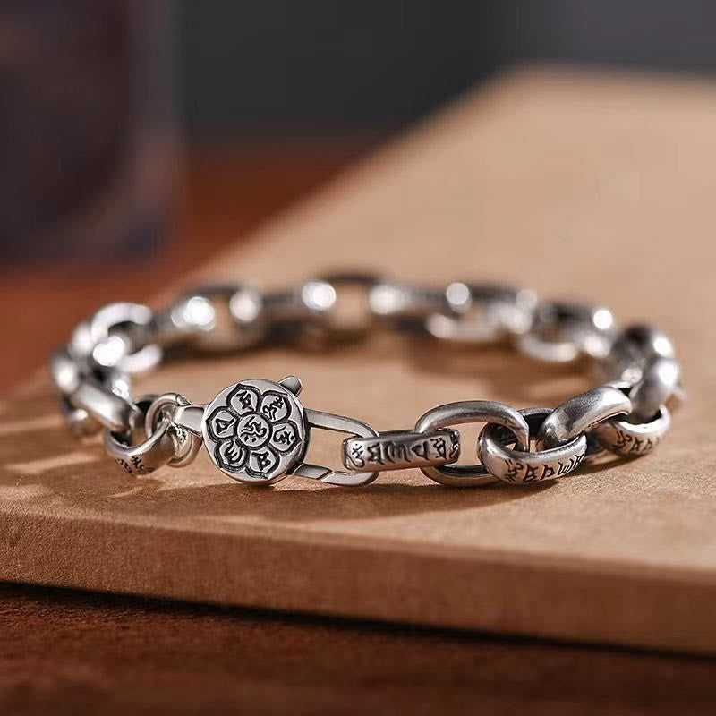 Stone of buddha Om Mani Padme Hum Double Dorje Copper Engraved Wisdom Bracelet