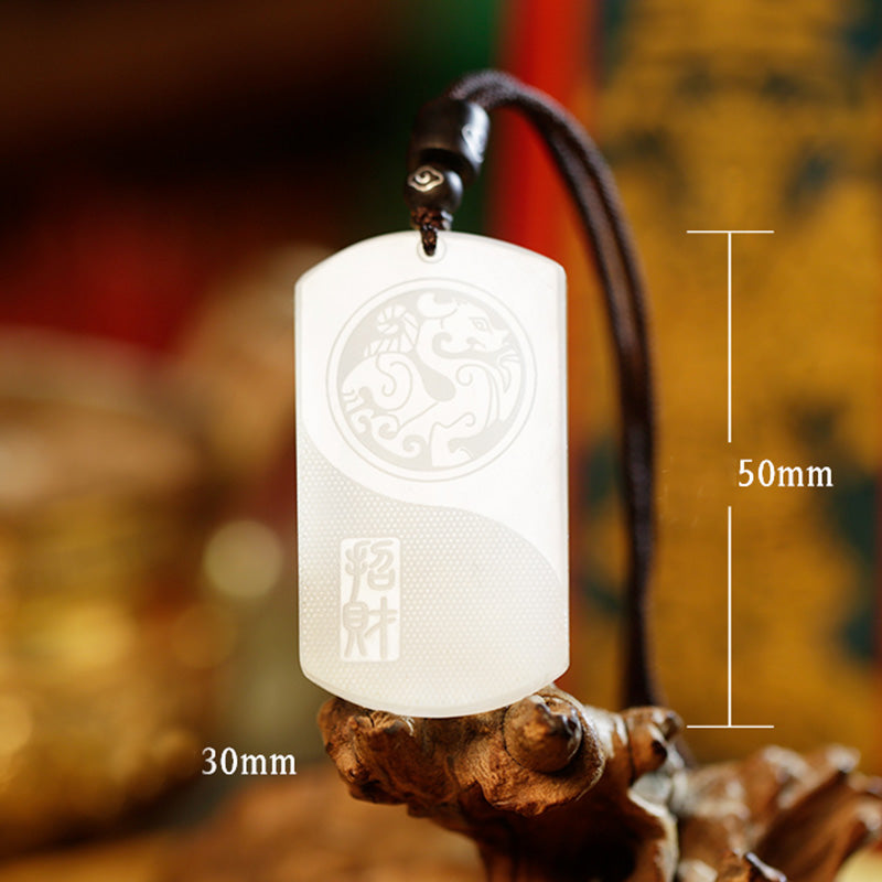 Stone of buddha White Jade PiXiu Yin Yang Luck Protection Necklace Pendant