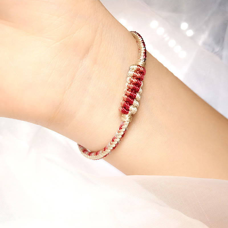 Stone of buddha Tibetan Handmade Eight Thread Peace Knot Prayer Wheel Braided Protection Bracelet