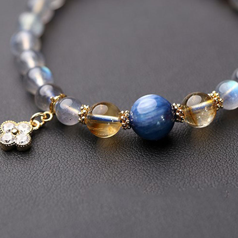Stone of buddha Natural Moonstone Flower Chram Healing Beads Bracelet