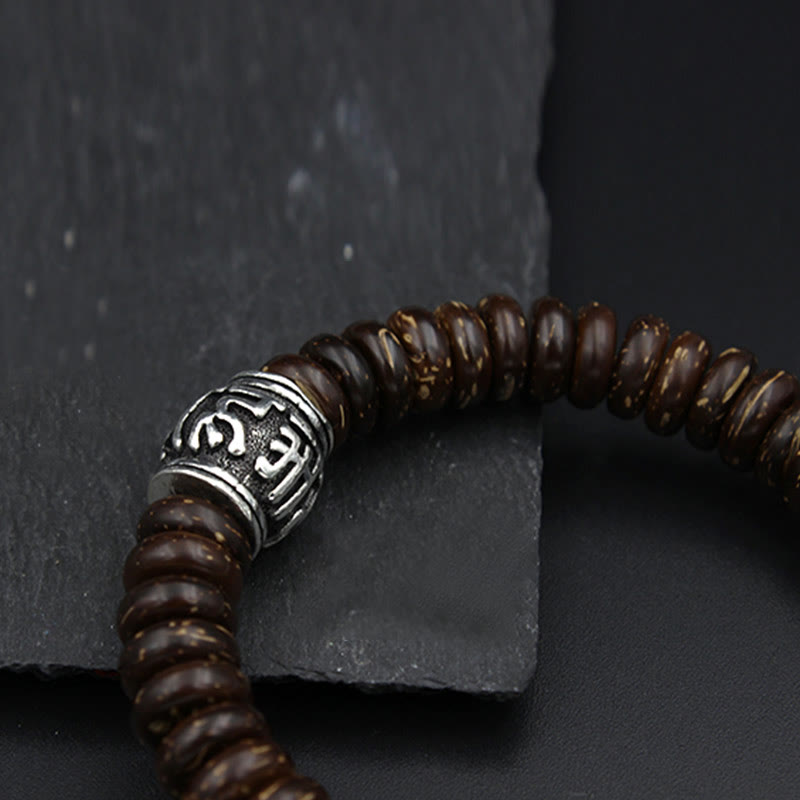 Stone of buddha Natural Tibetan Coconut Shell Om Mani Padme Hum Positive Bracelet