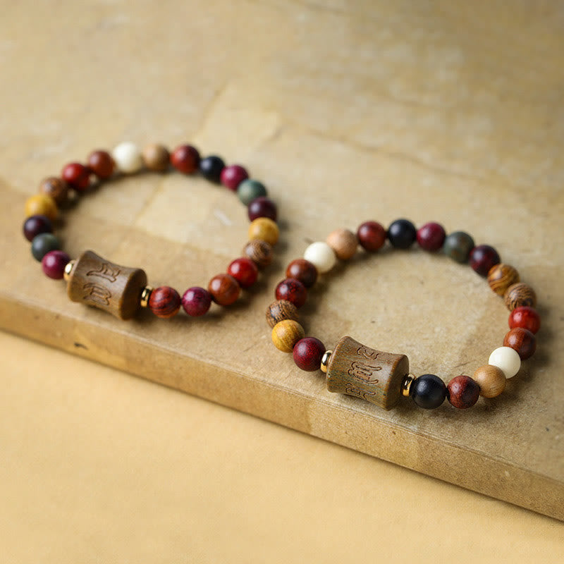 Stone of buddha Tibet Multicolored Sandalwood Om Mani Padme Hum Protection Bracelet