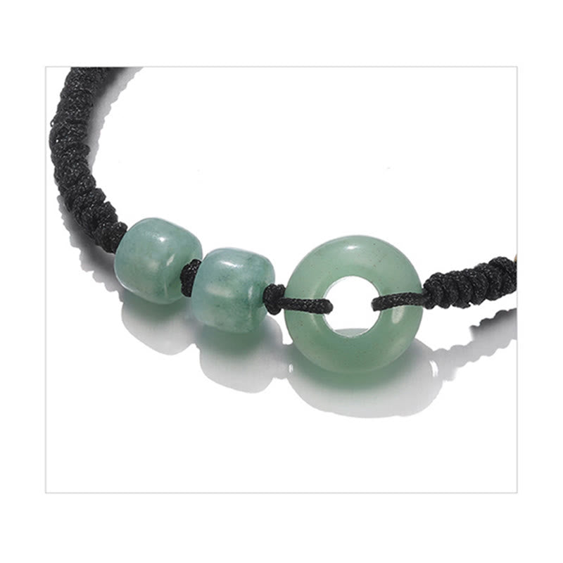Stone of buddha 2Pcs Green Aventurine White Jade Peace Buckle Luck Braided Couple Bracelet