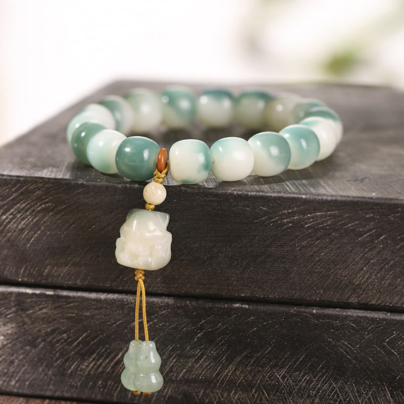Stone of buddha Gradient Bodhi Seed Nine-Tailed Fox Cat Paw Claw Pine Cone Peace Bracelet