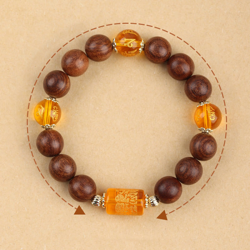 Stone of buddha Natural Phoebe Zhennan Wood Om Mani Padme Hum God Of Wealth Crystal Protection Bracelet