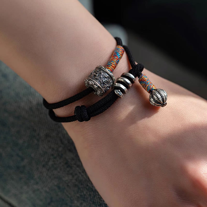 Stone of buddha Tibetan Om Mani Padme Hum Carved Amulet Double Wrap Bracelet