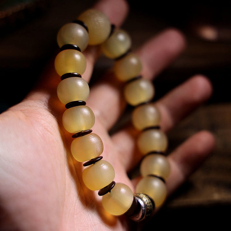 Stone of buddha Handmade Tibetan Sheep Horn Om Mani Padme Hum Auspiciousness Bracelet