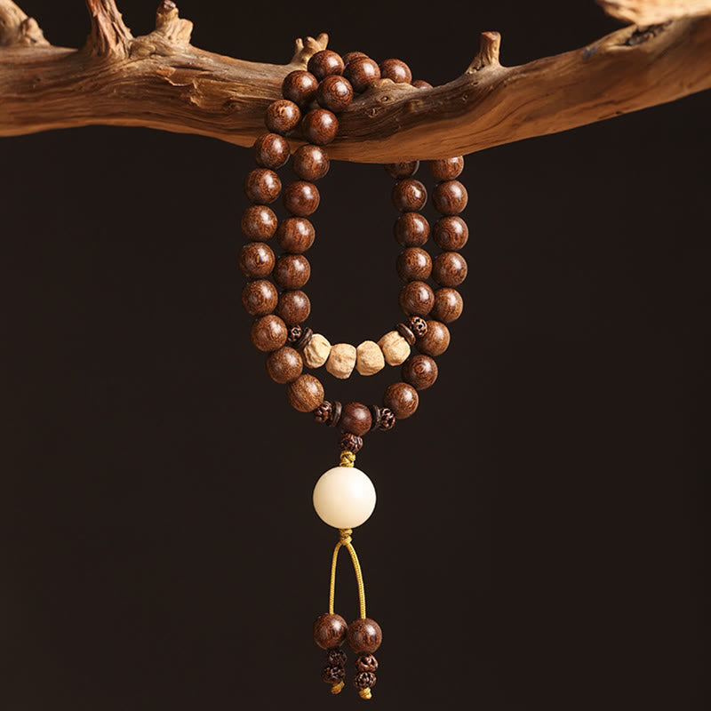 Stone of buddha Sandalwood Small Leaf Red Sandalwood Bodhi Seed Purification Double Wrap Bracelet