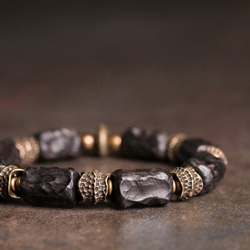 Stone of buddha Tibetan Ebony Wood Copper Calm Peace Bracelet