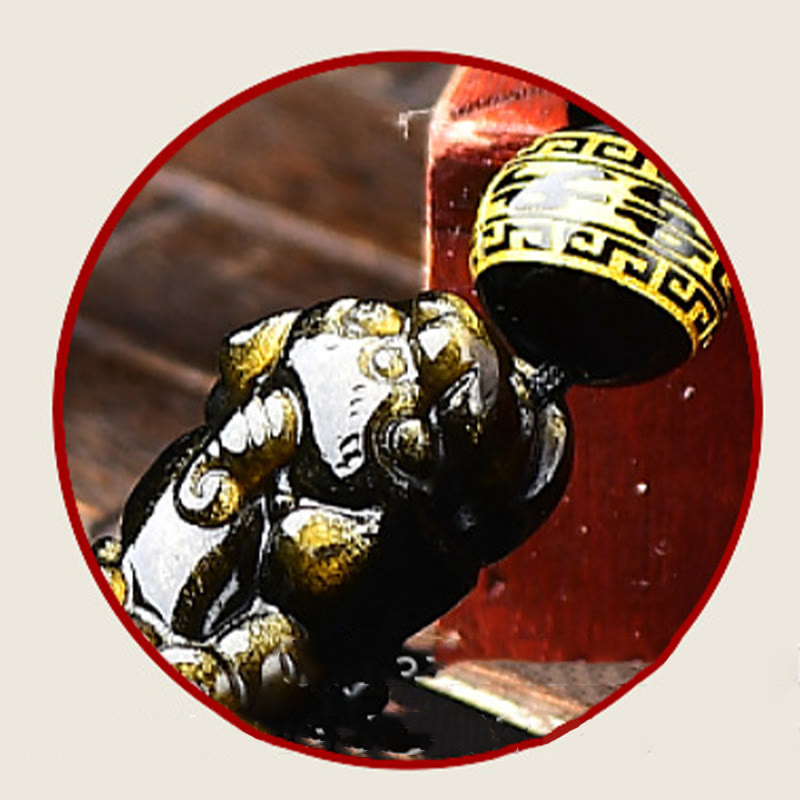 Stone of buddha Natural Gold Sheen Obsidian PiXiu Om Mani Padme Hum Wealth Braided Bracelet