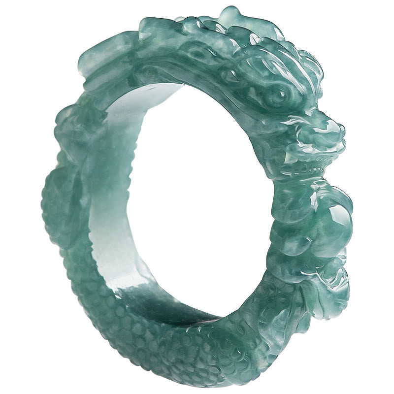 Stone of buddha Natural Jade Dragon Success Ring