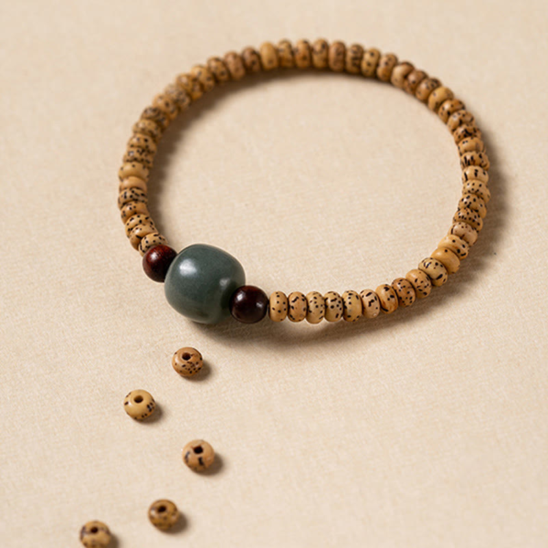Stone of buddha Bodhi Seed Small Leaf Red Sandalwood Wisdom Bracelet