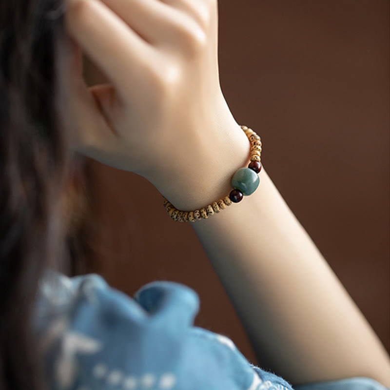 Stone of buddha Bodhi Seed Small Leaf Red Sandalwood Wisdom Bracelet