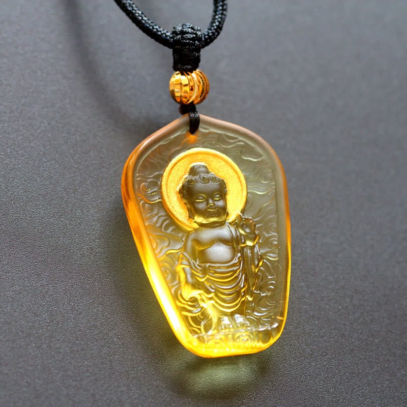 Stone of buddha Tibetan Buddha Liuli Crystal Serenity Necklace Pendant