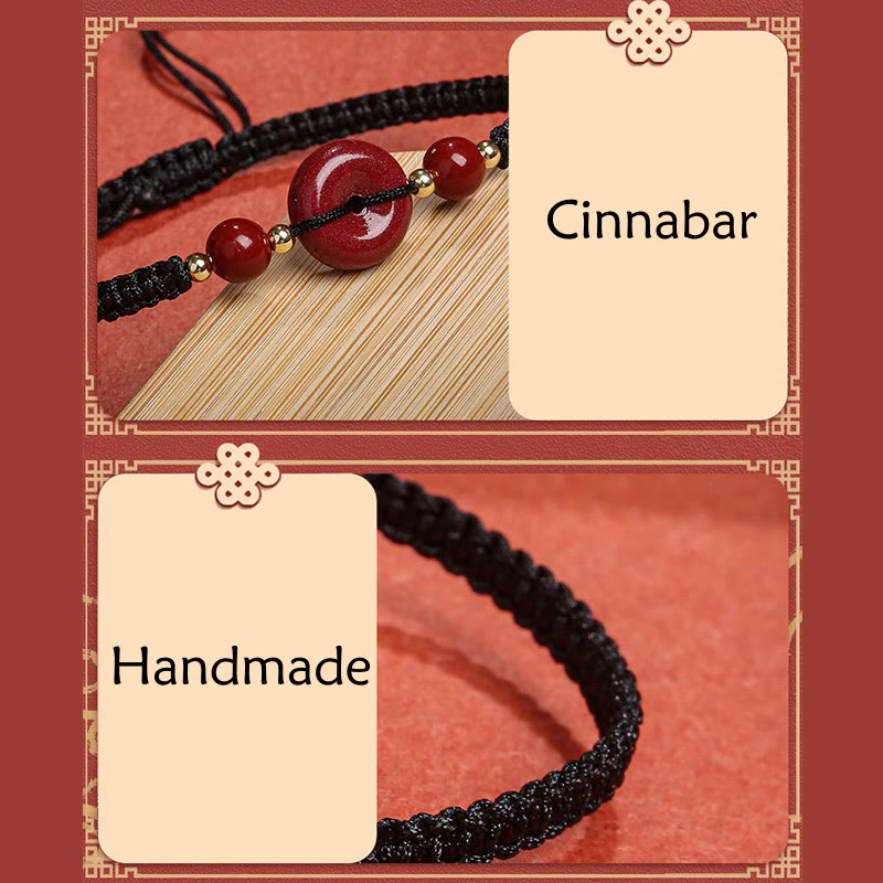 Stone of buddha Natural Cinnabar Peace Buckle Blessing String Bracelet