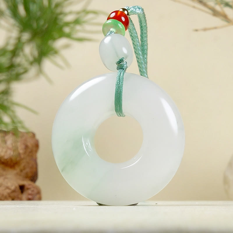 Stone of buddha Natural Jade Peace Buckle Prosperity Necklace Pendant