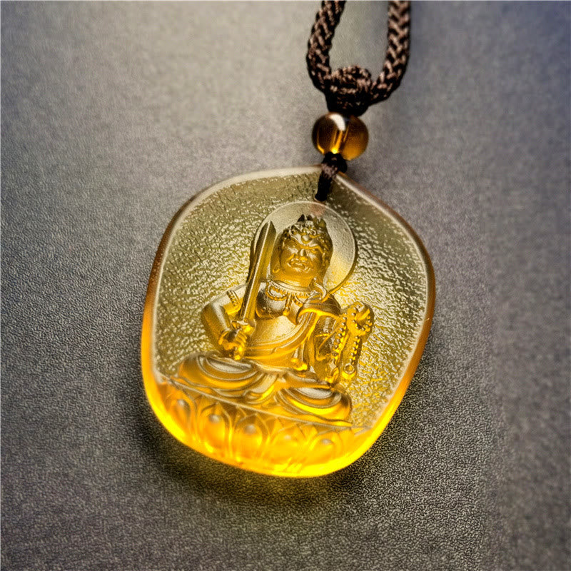 Stone of buddha Chinese Zodiac Natal Buddha Blessing Liuli Crystal Compassion Necklace Pendant