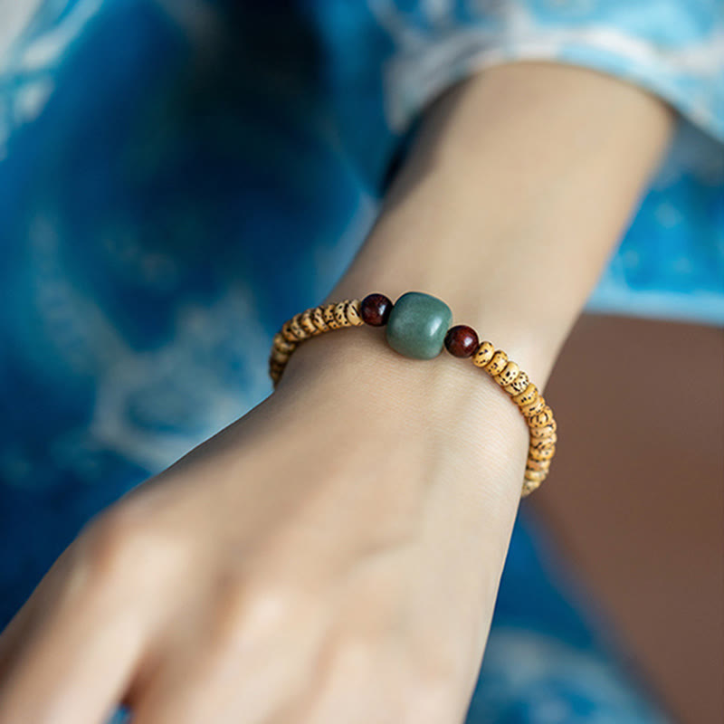 Stone of buddha Bodhi Seed Small Leaf Red Sandalwood Wisdom Bracelet