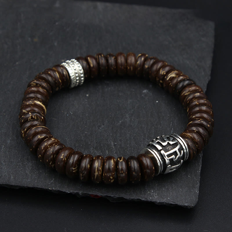 Stone of buddha Natural Tibetan Coconut Shell Om Mani Padme Hum Positive Bracelet