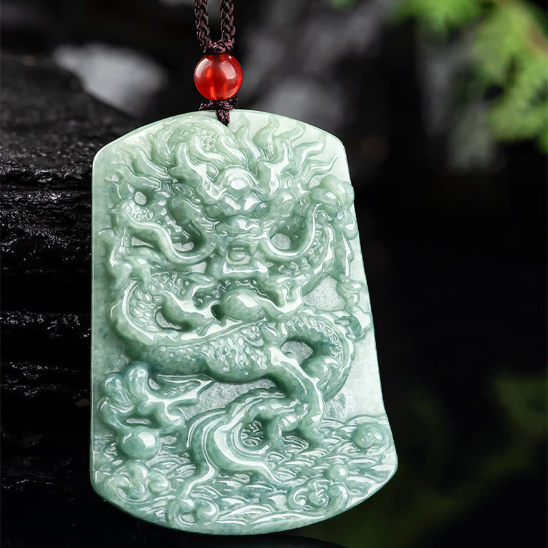 Stone of buddha Natural Jade Chinese Zodiac Dragon Sea Luck String Necklace Pendant