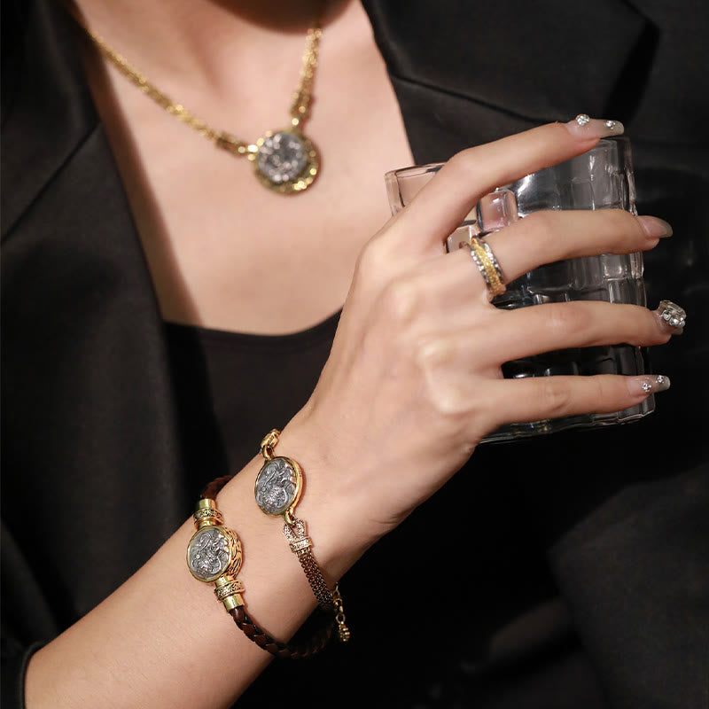 Stone of buddha Tibetan 925 Sterling Silver Zakiram Goddess of Wealth Blessing Protection Bracelet