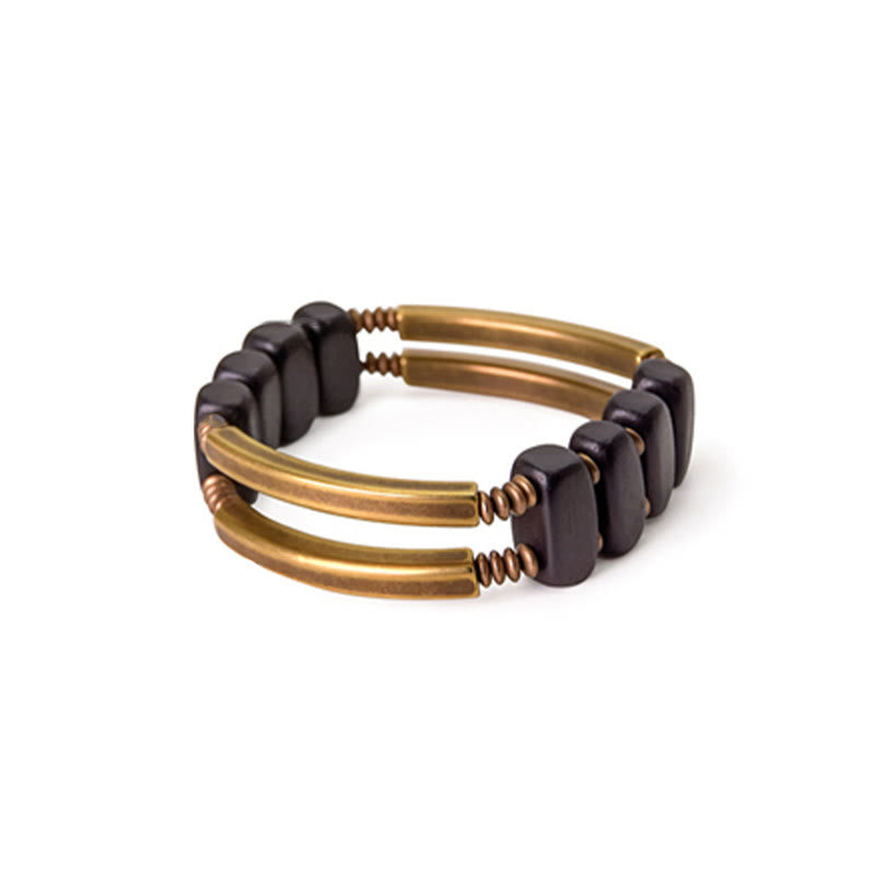 Stone of buddha Tibetan Ebony Wood Copper Balance Double Layer Bracelet