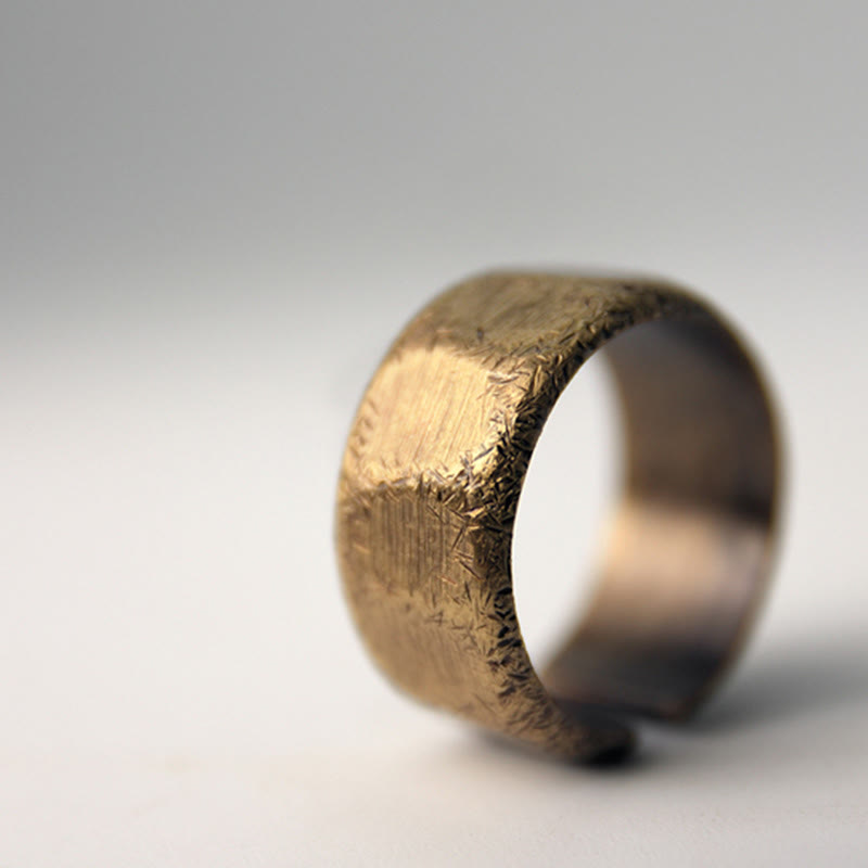 Stone of buddha Tibetan Simple Design Copper Brass Frosted Wealth Ring