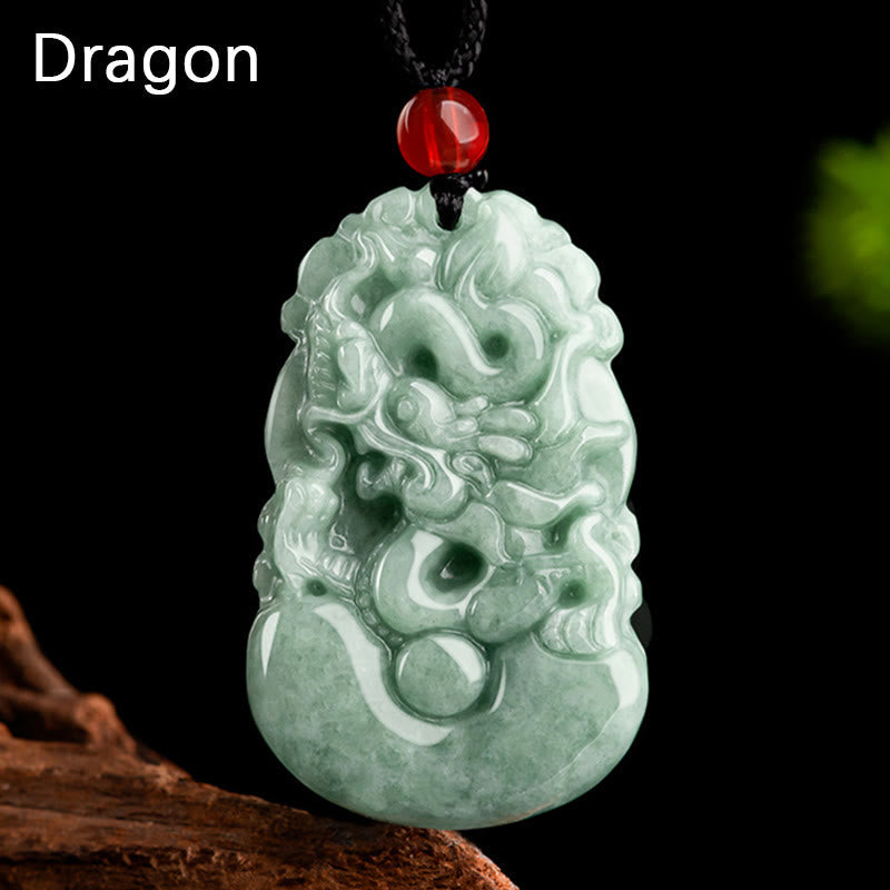 Stone of buddha Natural Green Jade 12 Chinese Zodiac Luck Prosperity Necklace Pendant