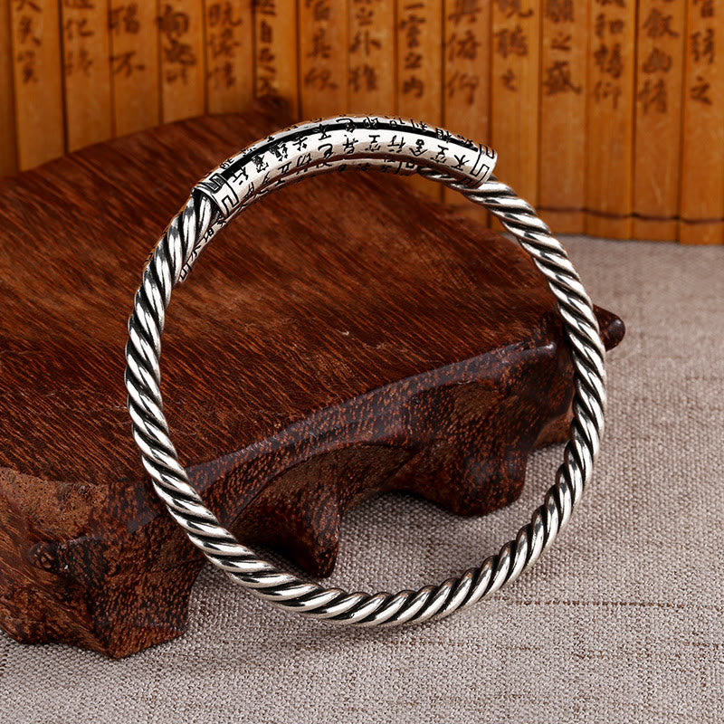 Stone of buddha Retro Heart Sutra Twisted Design Pattern Balance Bracelet Bangle