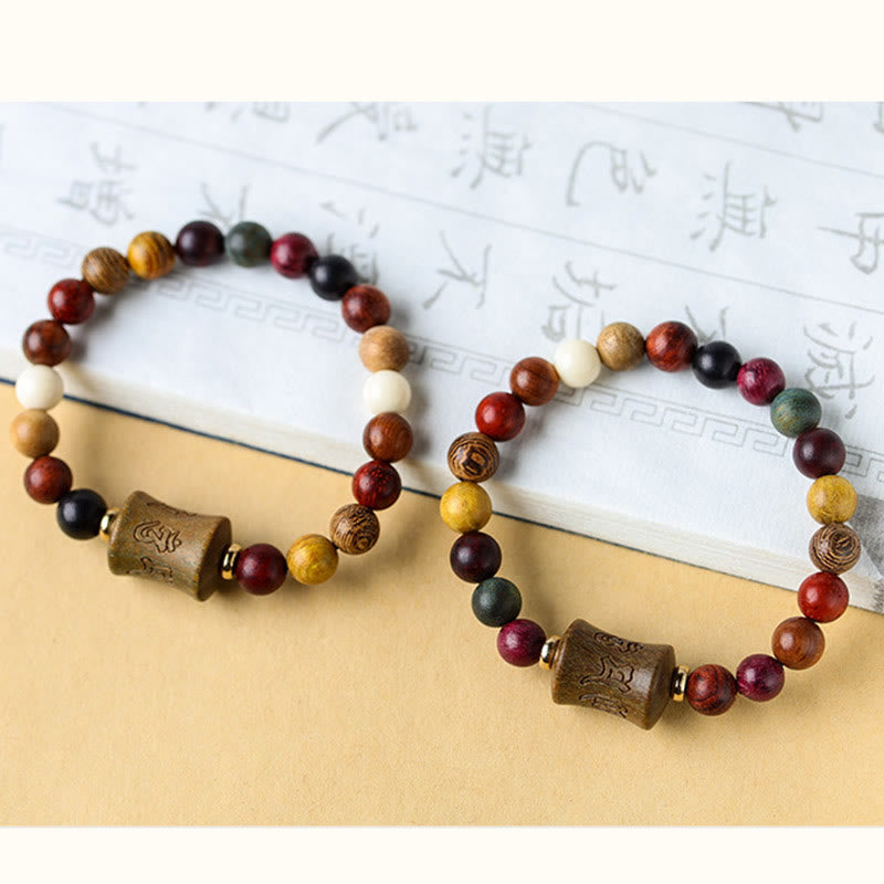 Stone of buddha Tibet Multicolored Sandalwood Om Mani Padme Hum Protection Bracelet