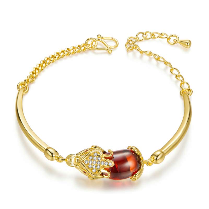 Stone of buddha FengShui Golden Red Agate PiXiu Wealth Luck Bracelet