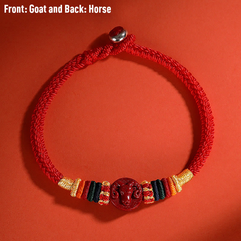 Stone of buddha Year of the Dragon 925 Sterling Silver Chinese Zodiac Cinnabar Auspicious Matches Blessing Bracelet