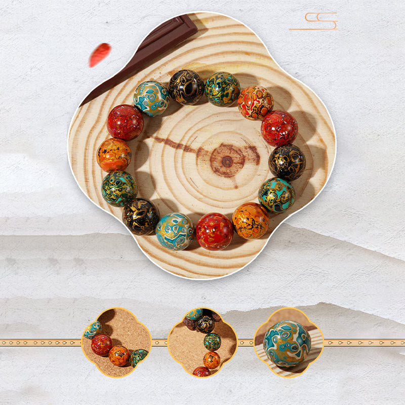 Stone of buddha Natural Multicolored Lacquer Beads Calm Bracelet