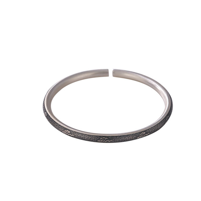 Stone of buddha Vintage 999 Sterling Silver Auspicious Clouds Design Luck Bracelet Bangle