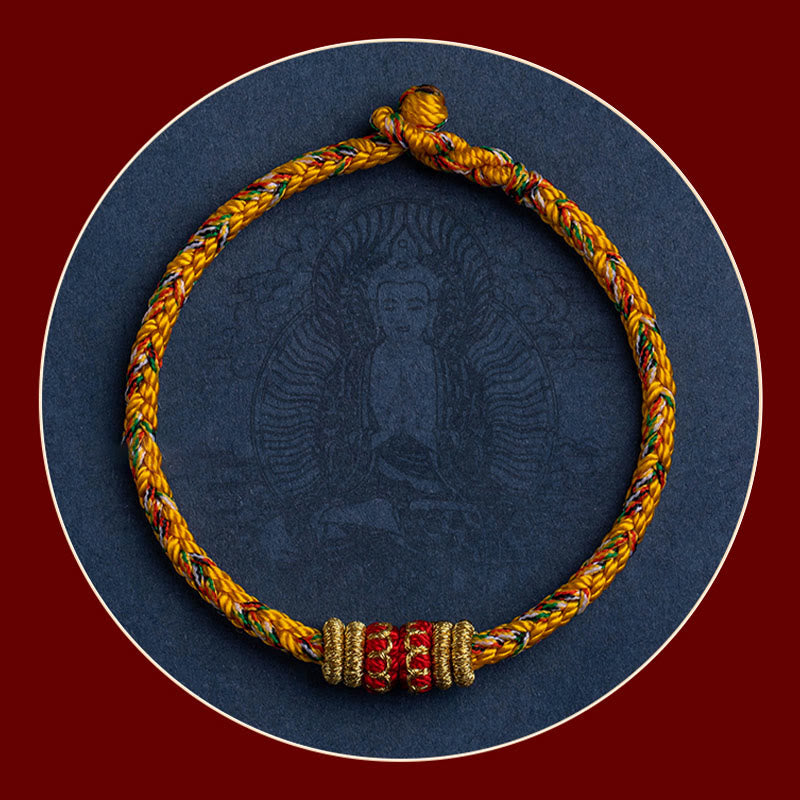 Stone of buddha Tibet Handmade Chinese Zodiac Natal Buddha Luck Strength Braided String Bracelet