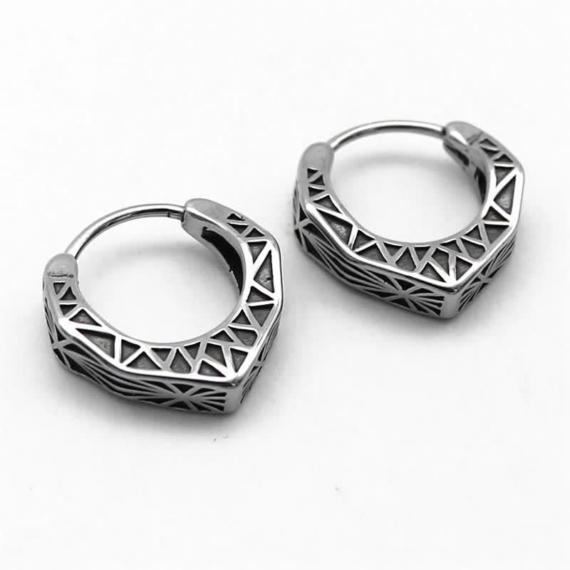 Stone of buddha Viking Hoop Titanium Steel Balance Earrings