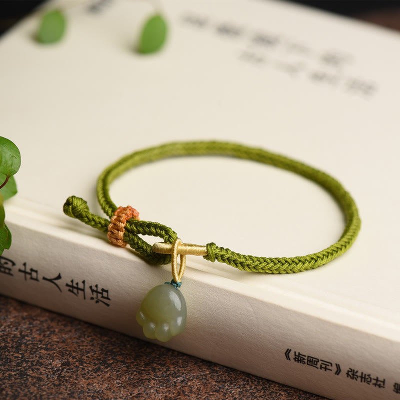 Stone of buddha Jade Cat Paw Pattern Luck Abundance Bracelet