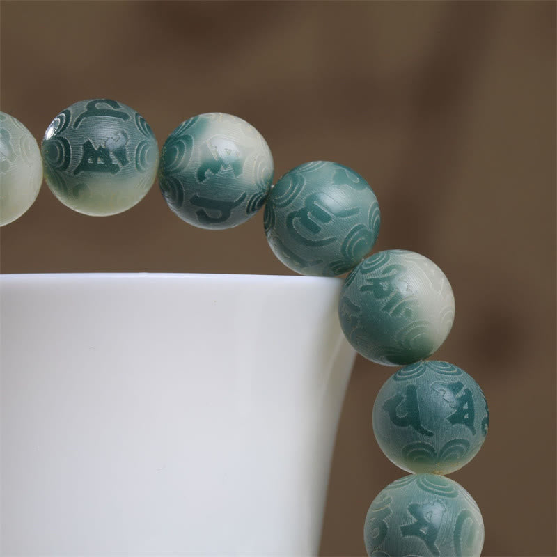 Stone of buddha Bodhi Seed Om Mani Padme Hum Engraved Keep Away Evil Spirits Bracelet
