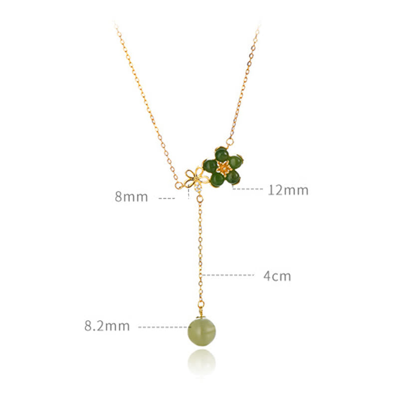 Stone of buddha 925 Sterling Silver Hetian Cyan Jade Plum Flower Blossom Design Luck Necklace Pendant