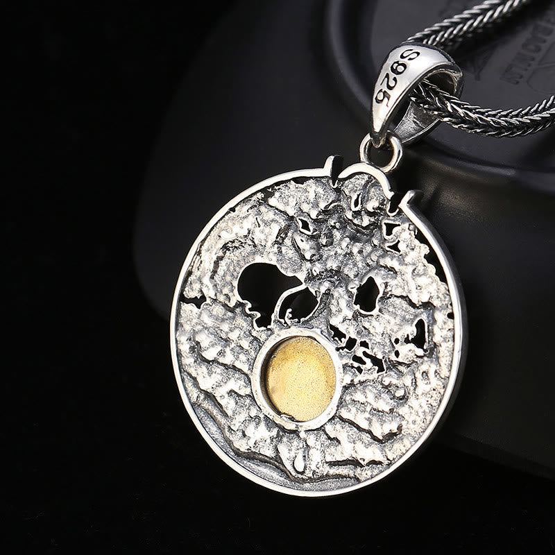 Stone of buddha Dragon Waves Yin Yang Bagua Luck Strength Necklace Pendant