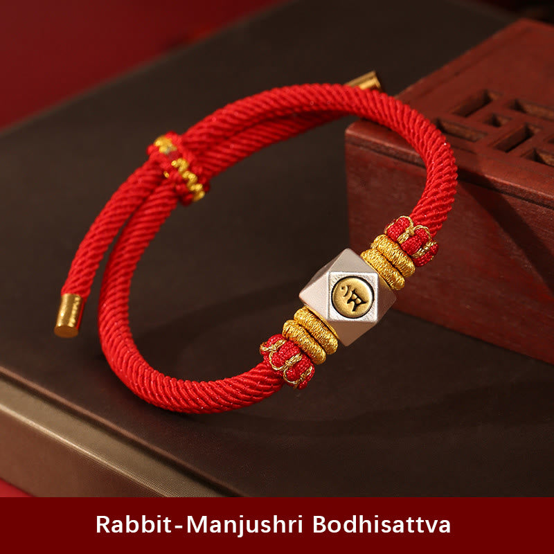 Stone of buddha 999 Sterling Silver Chinese Zodiac Natal Buddha Red Rope Luck Strength Handcrafted Kids Bracelet