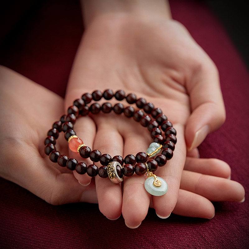 Stone of buddha Chinese Zodiac Natal Buddha Small Leaf Red Sandalwood Jade Red Agate PiXiu Sooth Bracelet