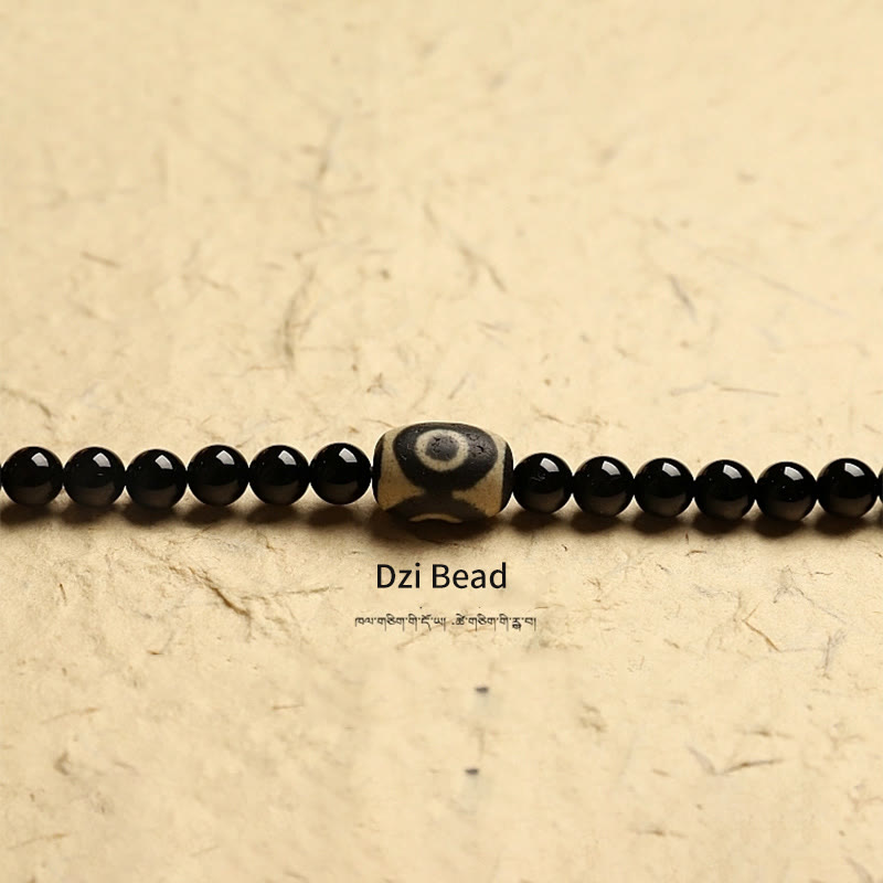 Stone of buddha Tibetan 108 Mala Beads Black Onyx Three-eyed Dzi Beads Protection Bracelet