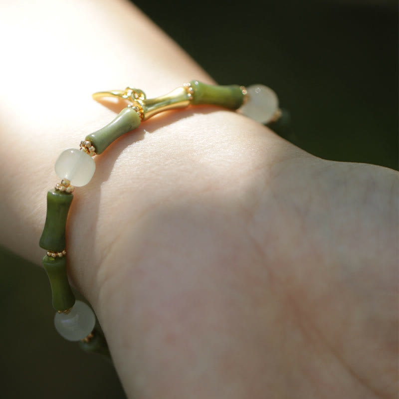 Stone of buddha Green Bamboo Jade Lily of the Valley Wealth Bracelet