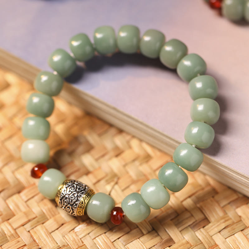 Stone of buddha Bodhi Seed Auspicious Cloud Fu Character Bead Peace Bracelet