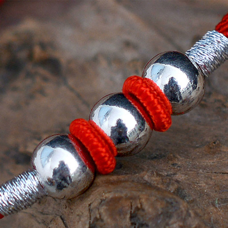 Stone of buddha 925 Sterling Silver Lucky Bead Protection Red String Bracelet