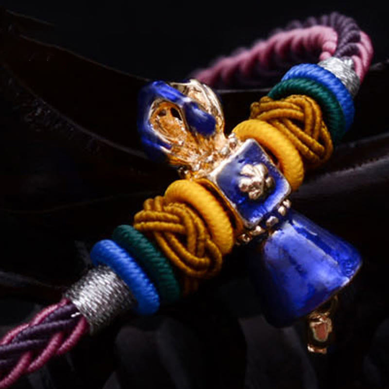 Stone of buddha Tibetan Handmade Dorje Vajra Strength Eight Threads String Bracelet