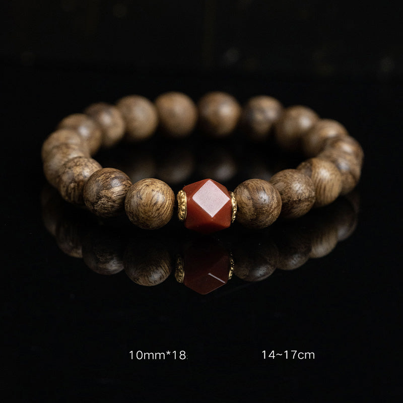 Stone of buddha Tarakan Agarwood Amber Red Agate Laughing Buddha Strength Meditation Bracelet