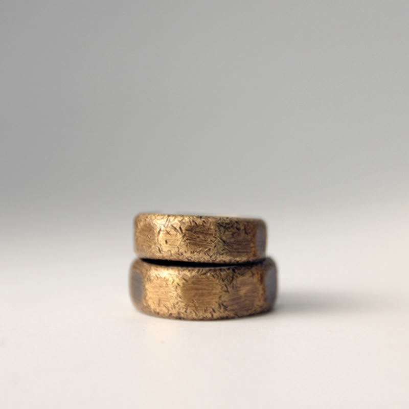 Stone of buddha Tibetan Simple Design Copper Brass Frosted Wealth Ring