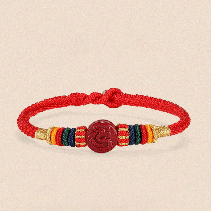 Stone of buddha Year of the Dragon 925 Sterling Silver Chinese Zodiac Cinnabar Auspicious Matches Blessing Bracelet